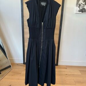 Anthropologie Black Midi Dress with Zipper